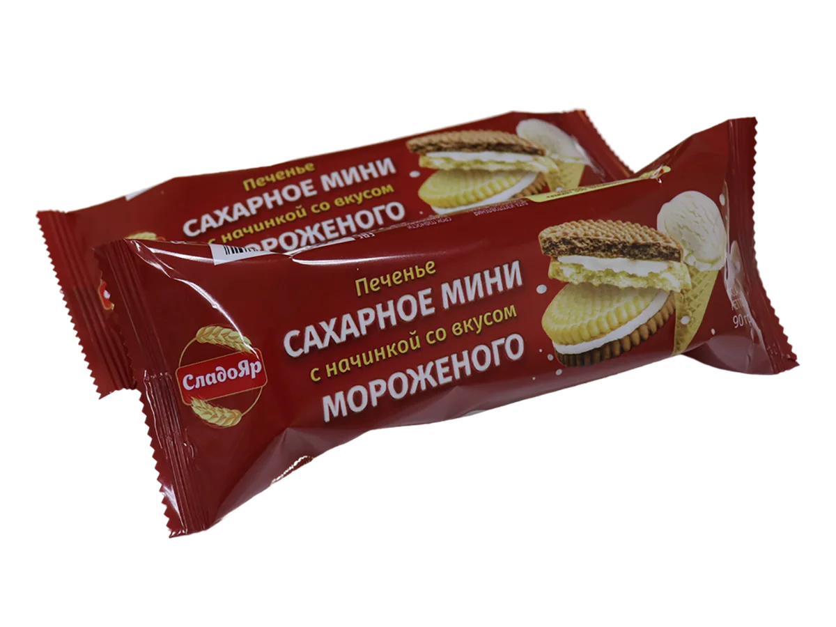Печенье сахарное "Сладояр" мини с начинкой со вкусом мороженого