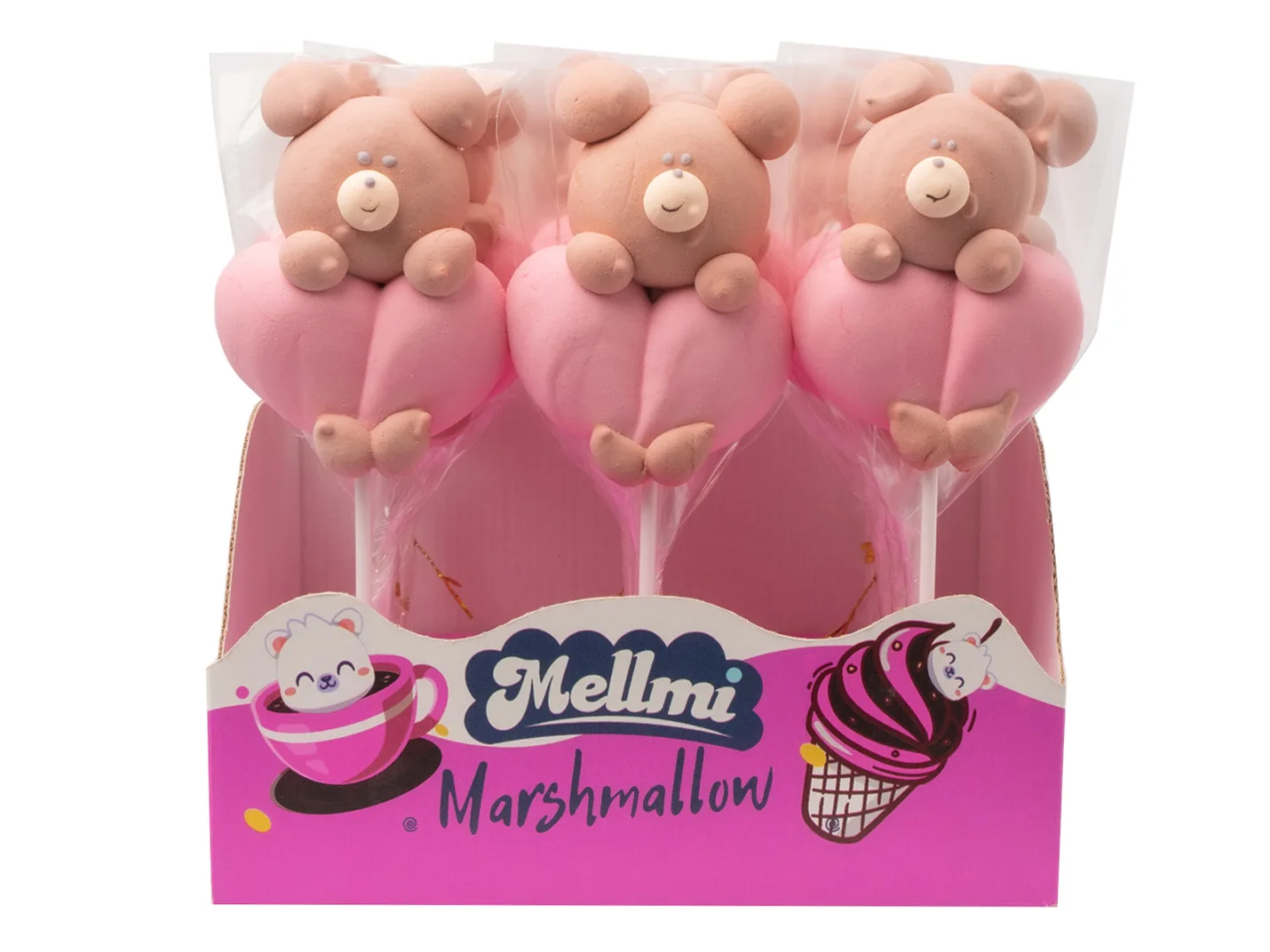 Маршмелоу на палочке "Мишка с сердцем"